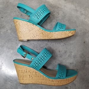 LIZ CLAIBORNE | Wedge Sandal Teal Green Blue Color